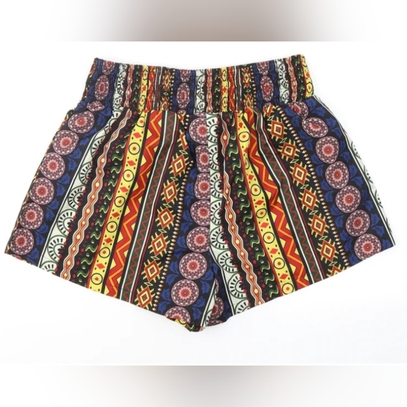 Womens Multicoloured Geometric Polyester Cut-Off Shorts Size L Regular - Picture 1 of 8